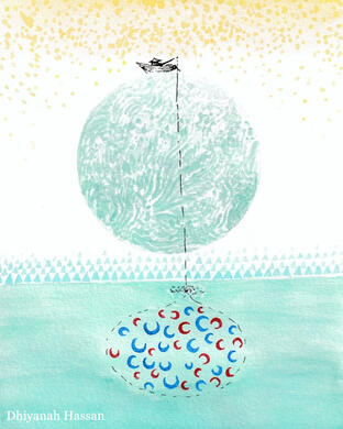 Wanderer: The Crescents Beneath You (watercolor and ink)